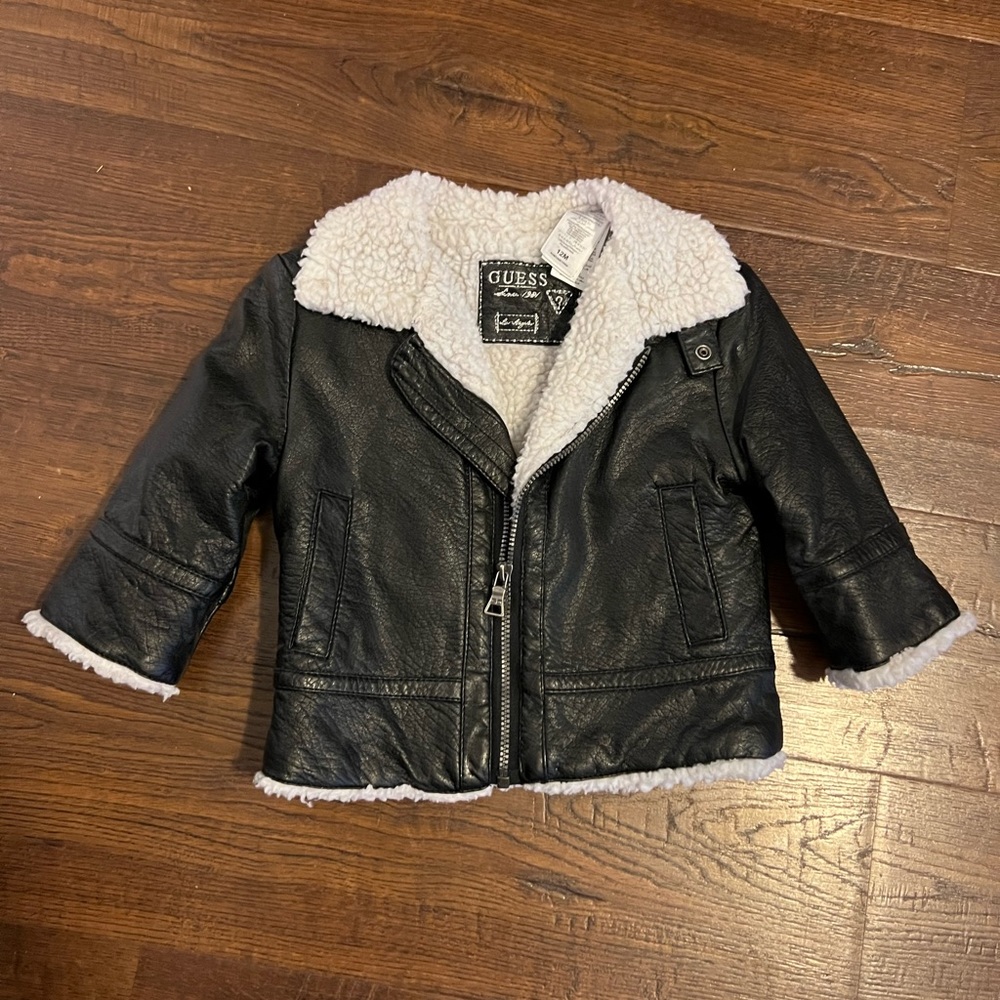 Baby Aviator Black Leather Jacket